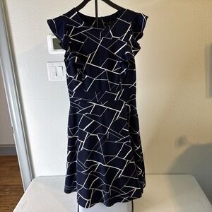 iHOT Women's‎ Geometric Dress Blue and White Size Large
